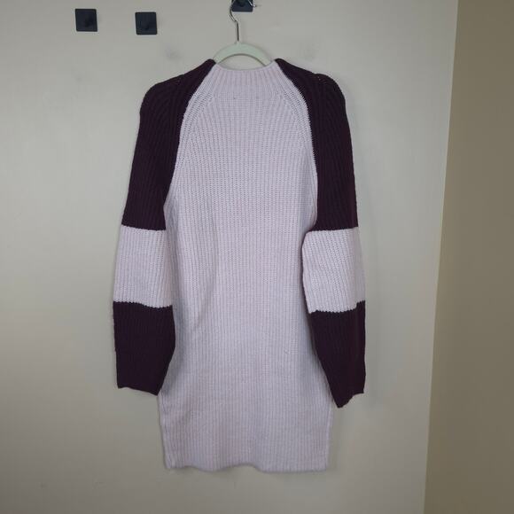 Express Colorblock Mock Neck Shift Sweater Dress in Light Pink/Maroon Size L - Picture 6 of 10